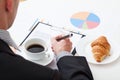 Coffee and croissant during the work Royalty Free Stock Photo