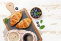 Coffee and croissants breakfast Royalty Free Stock Photo