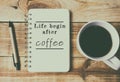 Quotes Life Begin After Coffee Royalty Free Stock Photo