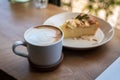 Coffee cup with Apple pie cake Royalty Free Stock Photo