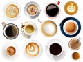 Coffee cup assortment isolated top view Royalty Free Stock Photo
