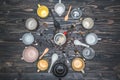 Coffee cup assortment top view collection Royalty Free Stock Photo