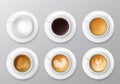 coffee cup assortment top view collection. Royalty Free Stock Photo