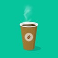 Coffee cup with bean logo and steam vector illustration isolated