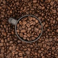 Coffee Cup Beans Background Social Media Square Royalty Free Stock Photo