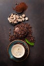 Coffee cup, beans, sugar Royalty Free Stock Photo