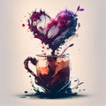 Coffee cup with beautiful heart shaped smoke Royalty Free Stock Photo