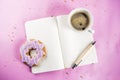 Coffee cup and biscuits donut Royalty Free Stock Photo