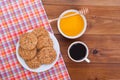 Coffee cup biscuits and honey lies Royalty Free Stock Photo