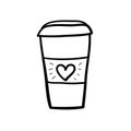 Coffee cup black and white with heart