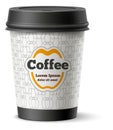 Coffee cup with brand label mockup. Realistic cafe container