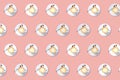 Coffee cup brick seamless repetitive pattern on solid blossom pink background Royalty Free Stock Photo