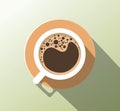 Coffee Cup Brown Bubbles Minimal Illustration Morning Breakfast Hot Beverage Realistic Shadow