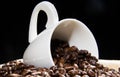 Coffee cup with caffee beans Royalty Free Stock Photo