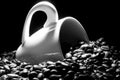 Coffee cup with caffee beans Royalty Free Stock Photo