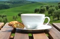 Coffee cup and cantuccini on the wooden table Royalty Free Stock Photo