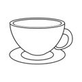 Coffee cup cappuccino plate thin line Royalty Free Stock Photo