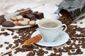 The coffee cup with caramel stick Royalty Free Stock Photo