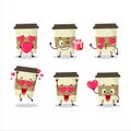 Coffee cup cartoon character with love cute emoticon