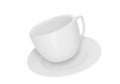 Coffee cup or ceramic tea cup with white plate cappuccino espresso tea caffeinated beverage illustration 3d rendering