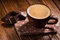 Coffee cup with chocolate bar Royalty Free Stock Photo