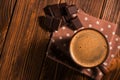 Coffee cup with chocolate bar Royalty Free Stock Photo