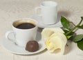 Coffee, Chocolate, White Rose Royalty Free Stock Photo
