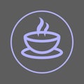 Coffee cup circular line icon. Cafe round colorful sign. Flat style vector symbol.