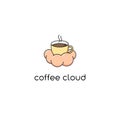 Coffee cup on cloud logo design Royalty Free Stock Photo