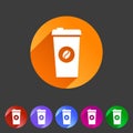 Coffee cup coffee bean icon flat web sign symbol logo label set