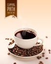 Coffee cup, coffee beans with clipping path Royalty Free Stock Photo