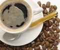 Coffee Cup. Coffee Beans on wite Royalty Free Stock Photo