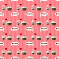 Coffee cup and coffee kettle seamless pattern