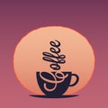 Coffee cup concept. Sunset or dawn with cup
