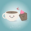 Coffee cup and cupcake sweet tandem