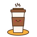 Coffee cup. Cute kawaii smiling and friendly coffee character. Hand drawn icon