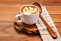 Coffee cup decorative creamer wooden spoon table