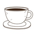 Coffee cup on dish beverage line icon style