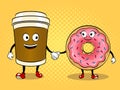 Coffee cup and donut pop art vector Royalty Free Stock Photo