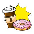 Coffee cup and donut vector illustration Royalty Free Stock Photo