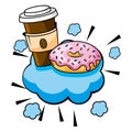 Coffee cup and donut vector illustration Royalty Free Stock Photo