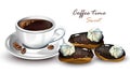 Coffee cup with eclair dessert Vector