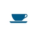 Coffee Cup Empty Blue Icon On White Background. Blue Flat Style Vector Illustration Royalty Free Stock Photo