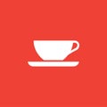 Coffee Cup Empty Icon On Red Background. Red Flat Style Vector Illustration Royalty Free Stock Photo