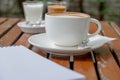 Coffee of cup and empty notepad Royalty Free Stock Photo