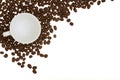 Coffee cup empty With Pile coffee beans Royalty Free Stock Photo