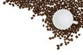 Coffee cup empty With Pile coffee beans Royalty Free Stock Photo