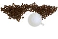 Coffee cup empty With Pile coffee beans Royalty Free Stock Photo