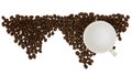 Coffee cup empty With Pile coffee beans Royalty Free Stock Photo