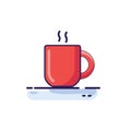 Coffee cup flat color icon on white background. Coffee mug vector illustration Royalty Free Stock Photo